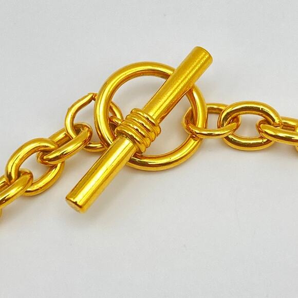 NWOT Vtg TRIFARI Flag Nautical Necklace Red White Blue Gold Tone Toggle Clasp - Picture 7 of 8